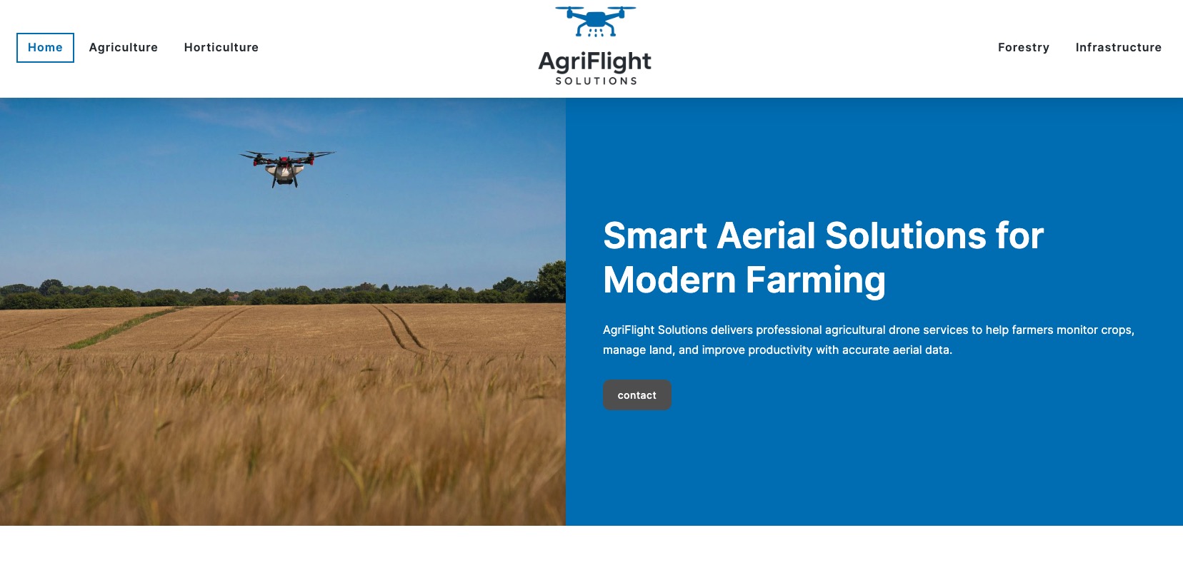 Screenshot of AgriFlight Solutions website