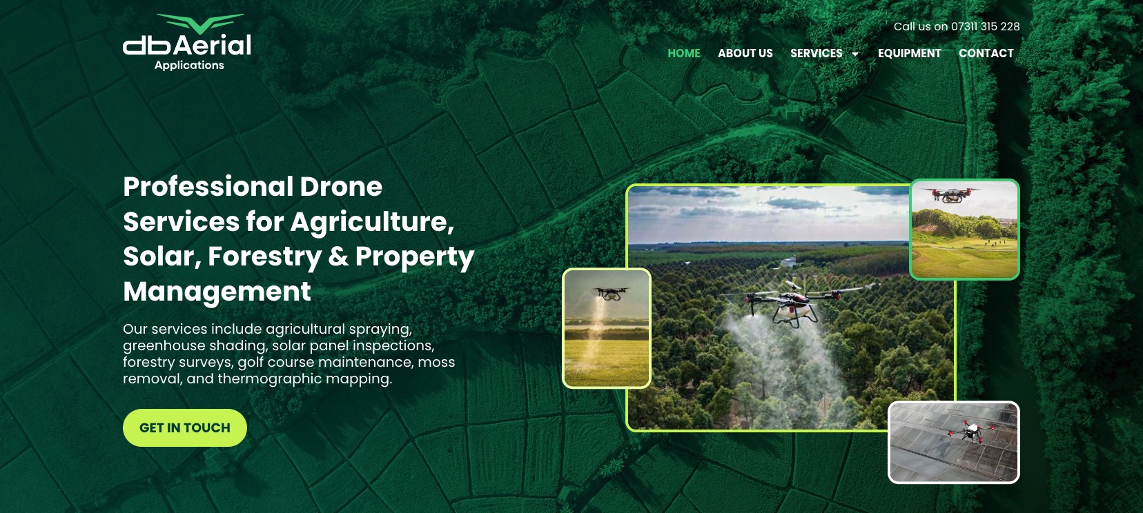 Screenshot of DB Aerial Applications Ltd website