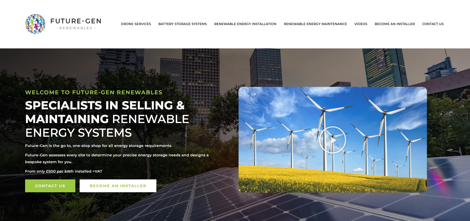 Screenshot of Future Gen website