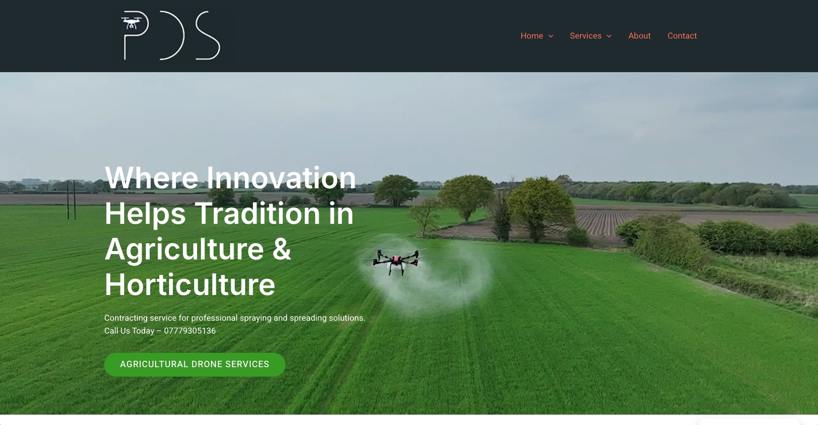 Screenshot of Precision Drone Services Ltd website
