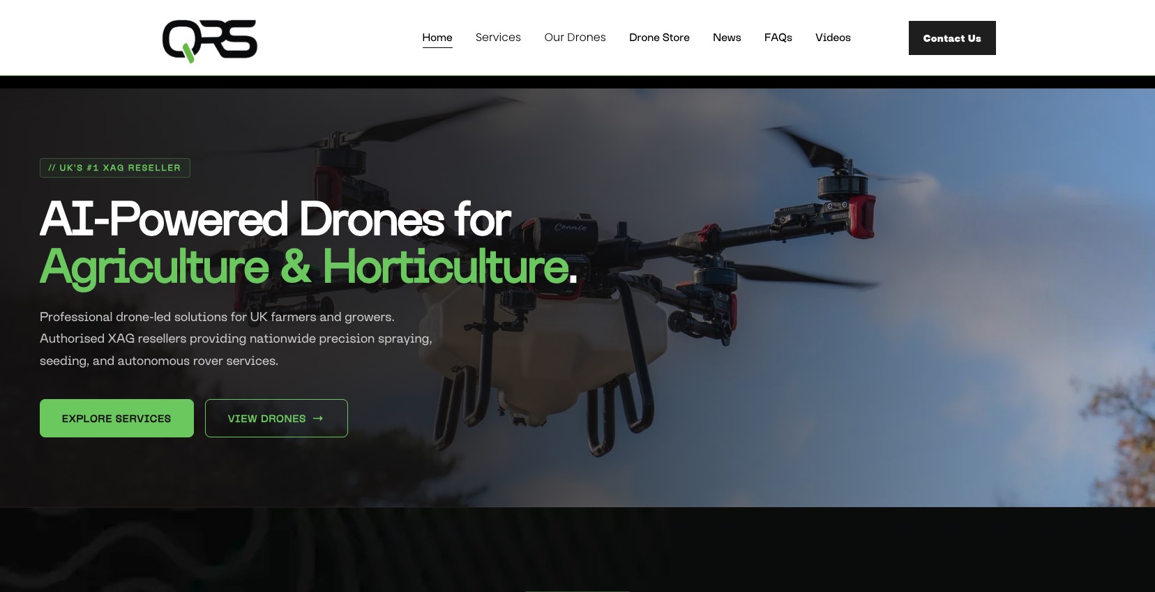 Screenshot of QuadRotor Services Ltd website