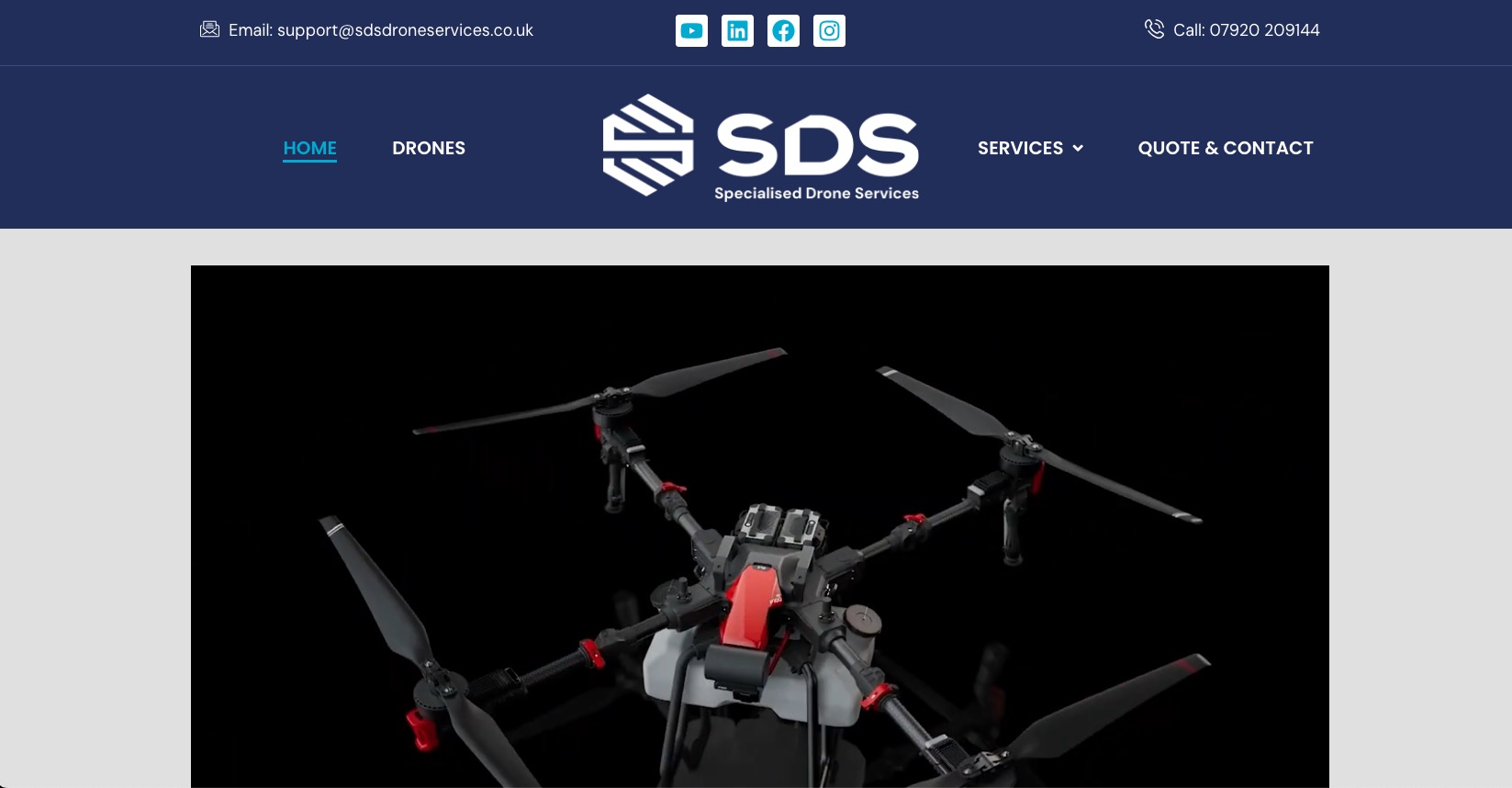Screenshot of SDS Drone Services website