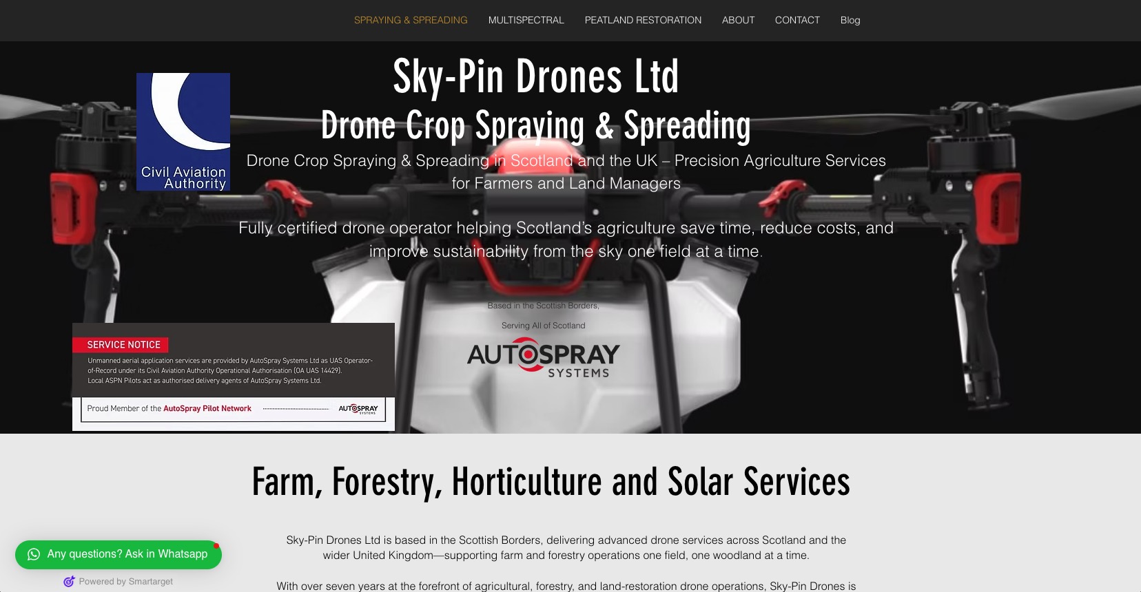 Screenshot of Sky-Pin Drones Ltd website