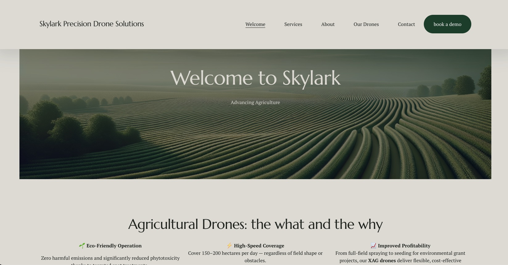Screenshot of Skylark PDS website