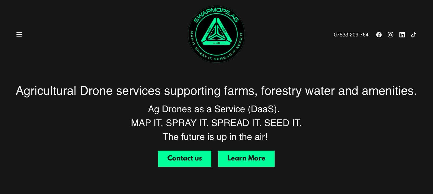 Screenshot of Swarm Ops Ltd website