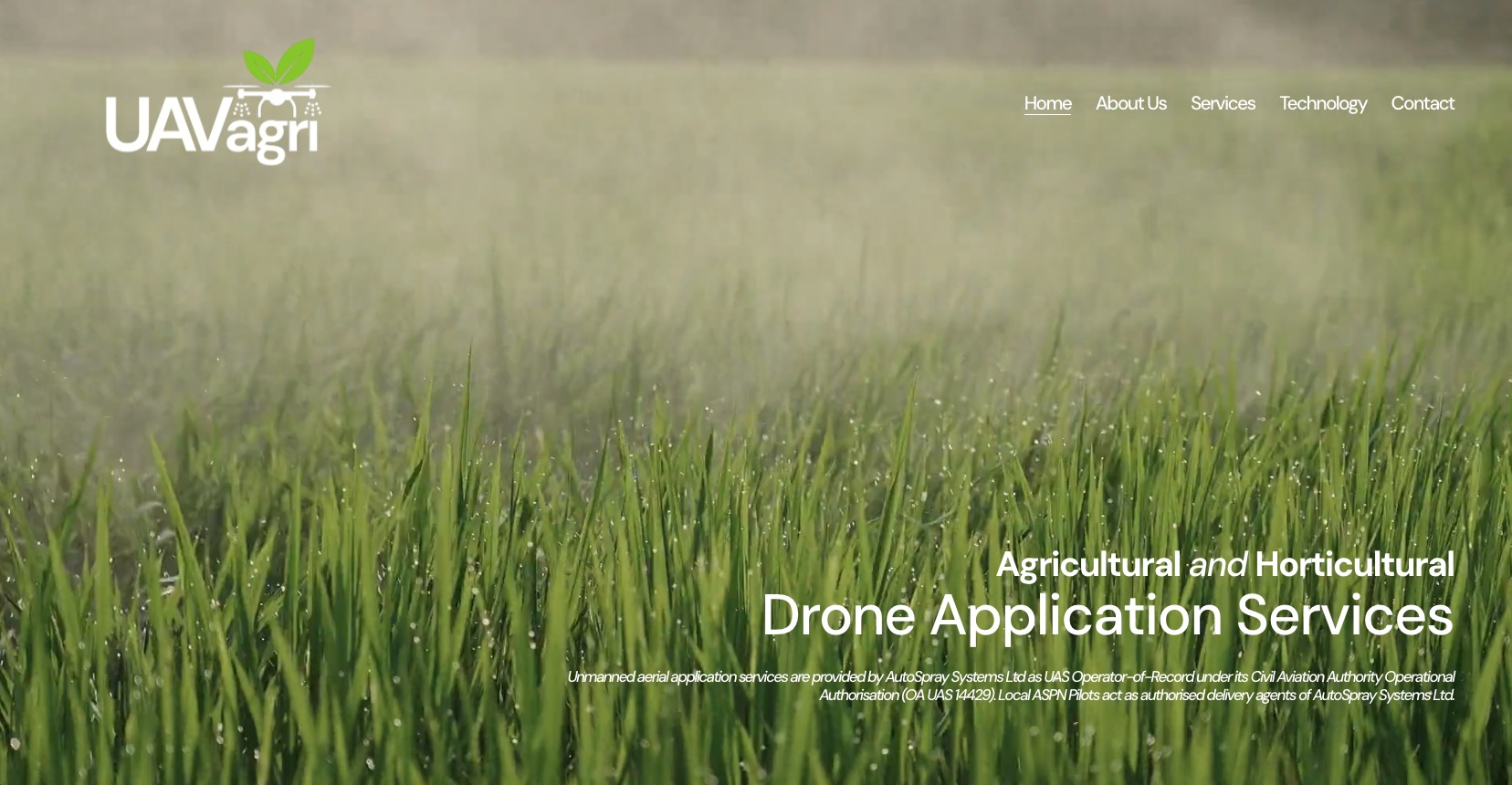 Screenshot of UAVagri website