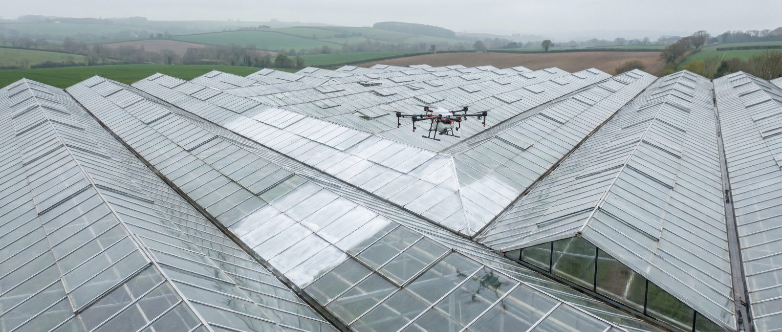 Greenhouse drone services carried out by an agricultural drone in the UK